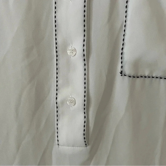 Lane Bryant Womens Shirt 18/20 Long Sleeve White Black Tunic Popover Chiffon Top - Picture 8 of 15